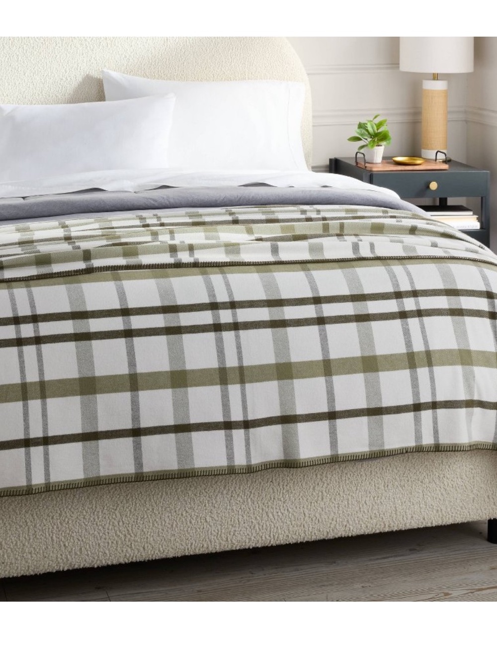 King Brushed Cotton Blanket Green Plaid - Threshold™